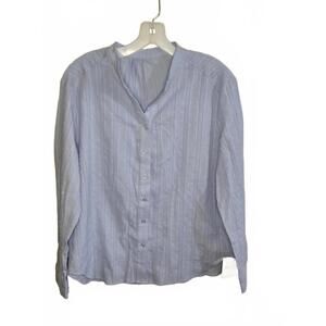 Olsen Light Blue Textured Button-Up Blouse